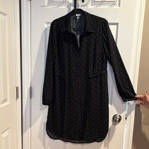 a new day Black and White Polka Dot Shirt Dress